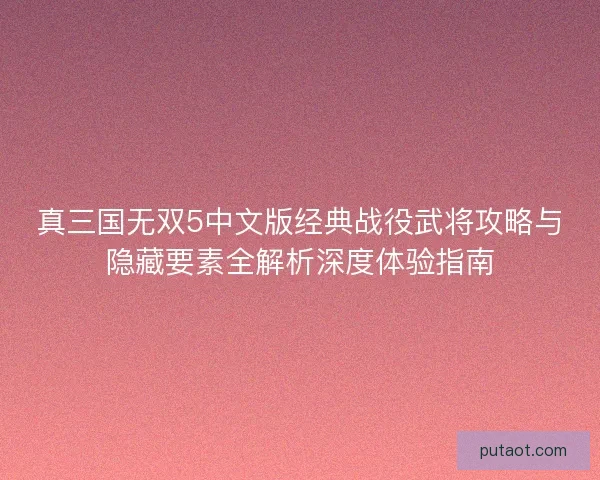 真三国无双5中文版经典战役武将攻略与隐藏要素全解析深度体验指南