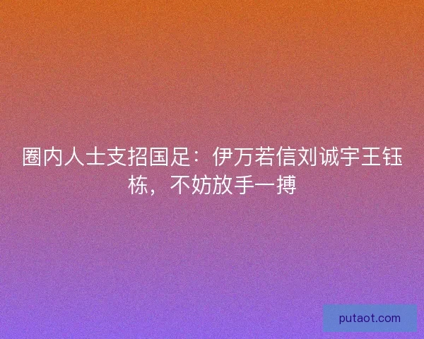 圈内人士支招国足：伊万若信刘诚宇王钰栋，不妨放手一搏