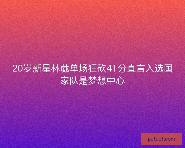 20岁新星林葳单场狂砍41分直言入选国家队是梦想中心